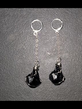 Handcrafted Black Onyx Drop Earrings by Me